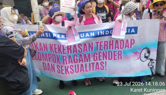 Aliansi Perempuan Indonesia Gelar Aksi Damai di Kementerian HAM, Serukan Penghentian Kekerasan terhadap Kelompok Ragam Gender dan Seksualitas
